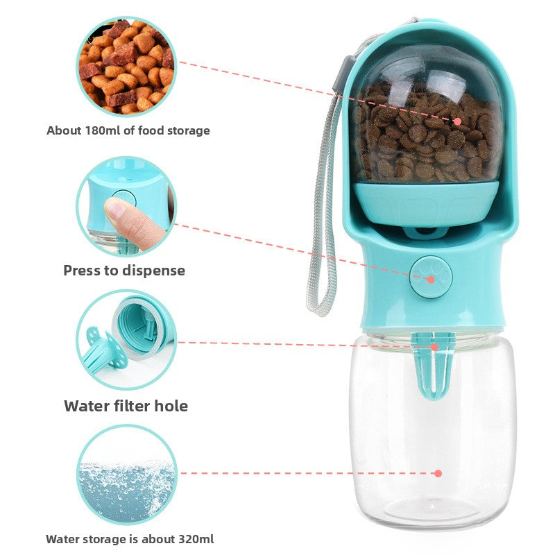 NURTAPAW HydrateGo 2-in-1 Travel Bottle | Portable Dog & Cat Water & Food Bottle